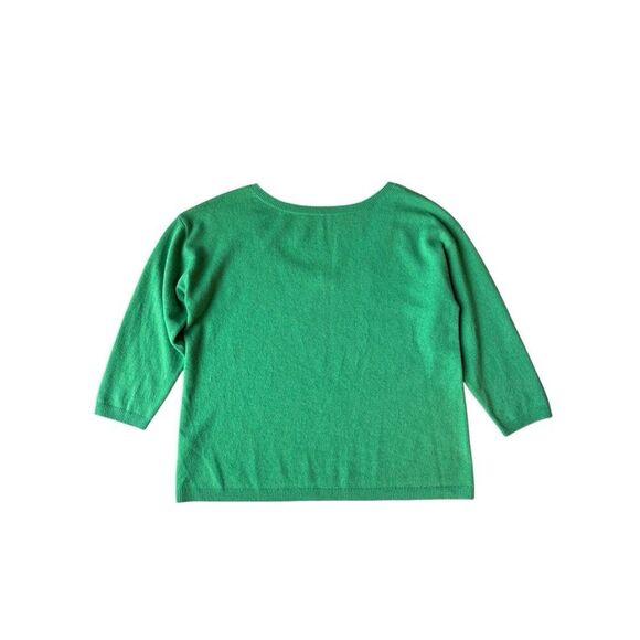 Ann Taylor 100% Cashmere Kelly Green 3/4 Sleeve Sweater Size M - Picture 4 of 9